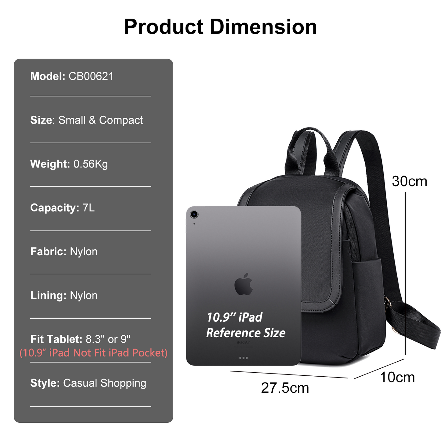 CB00621 Casual Backpack Black