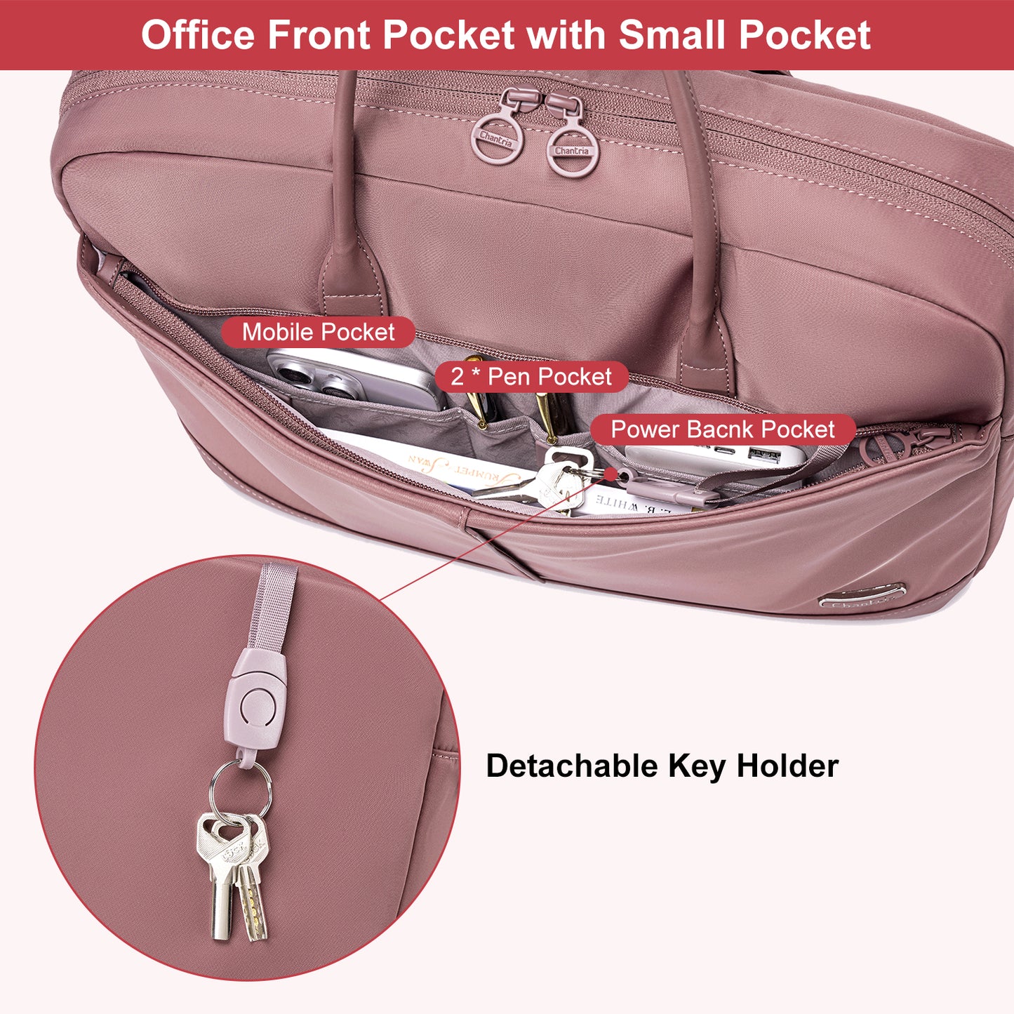 CB00772 Briefcase Bag Pink