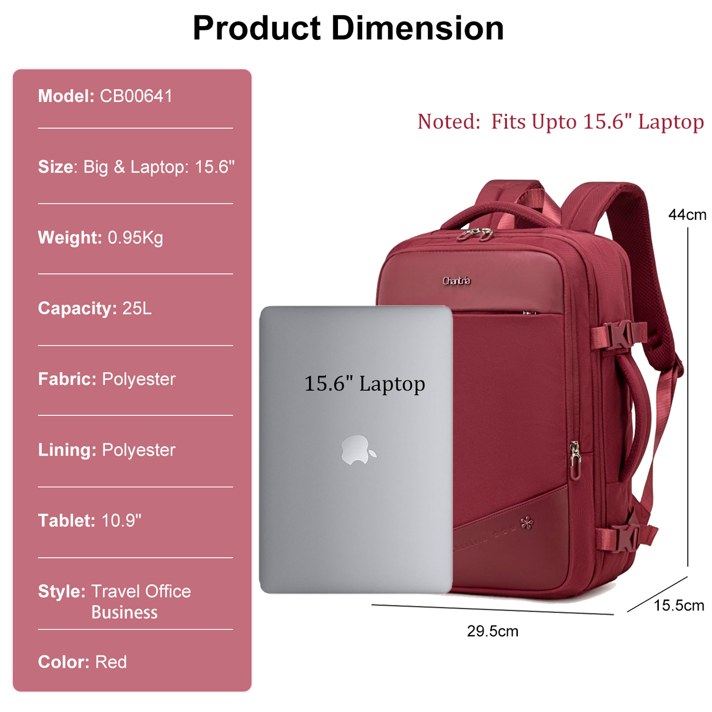 CB00641 Travel Backpack Red