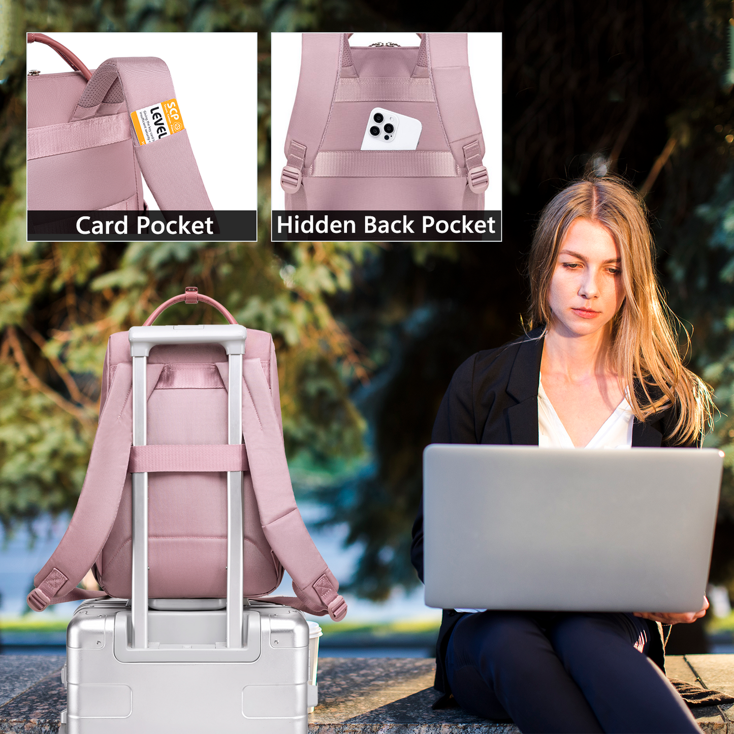 CB00639 Casual Backpack Pale Mauve
