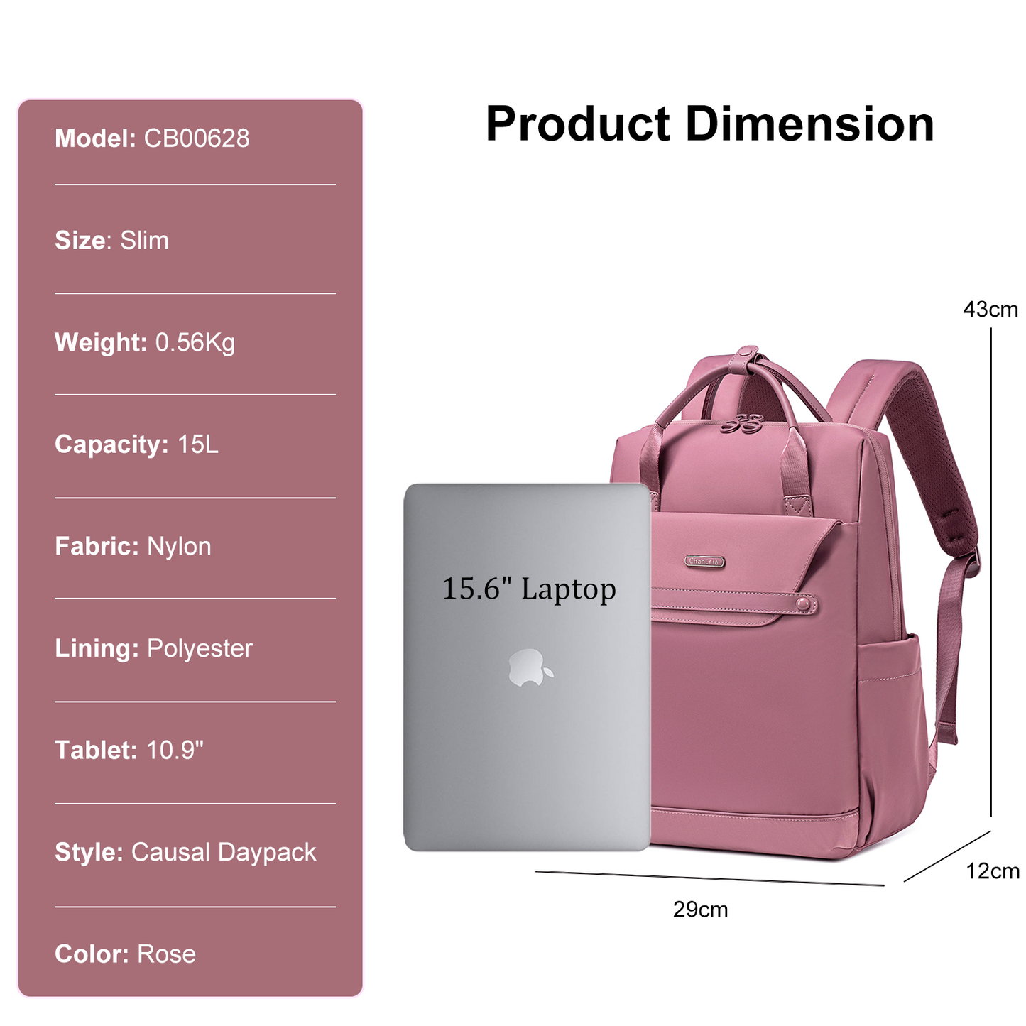 CB00628 Casual Bakpack Nostalgia Rose