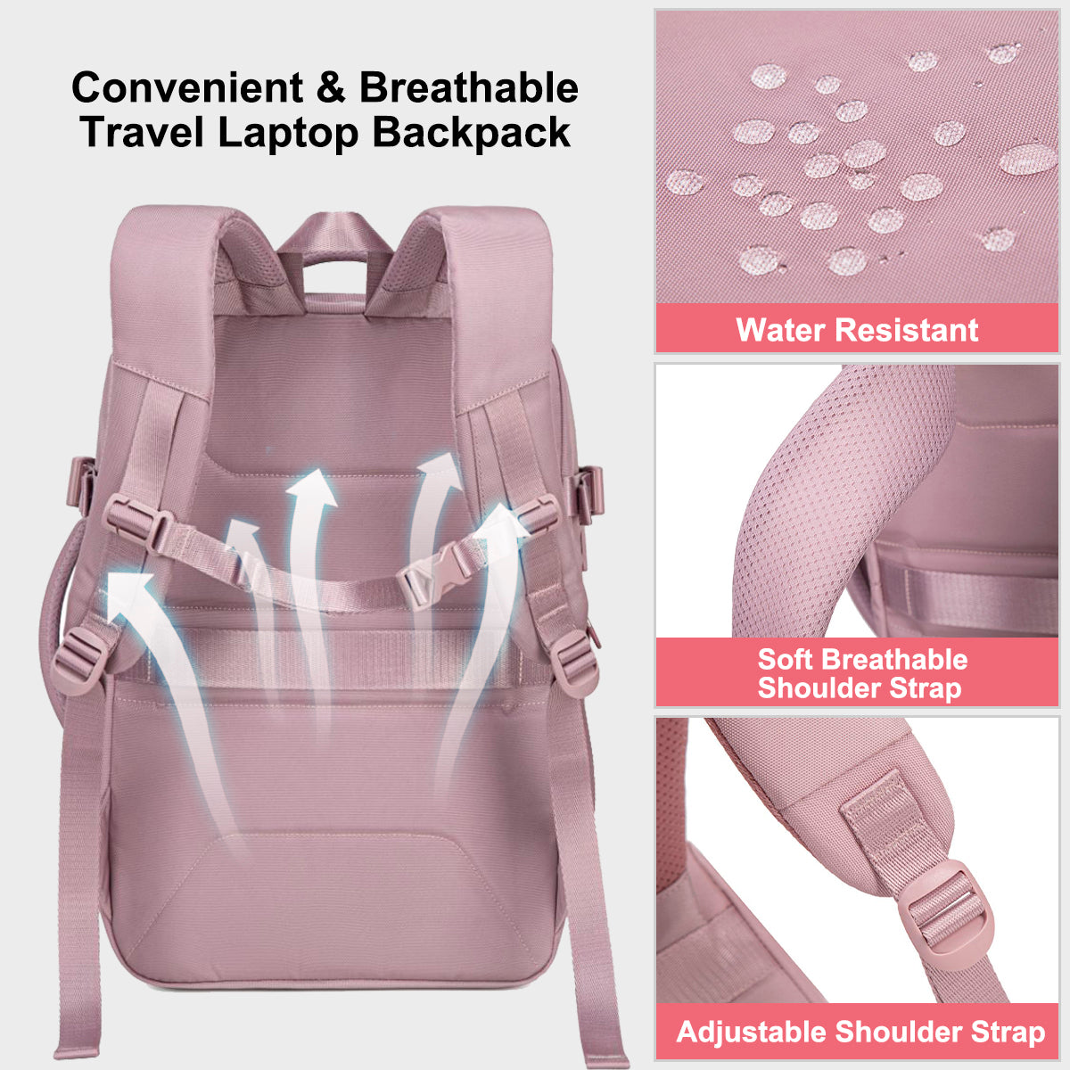 CB00641 Travel Backpack Pale Mauve