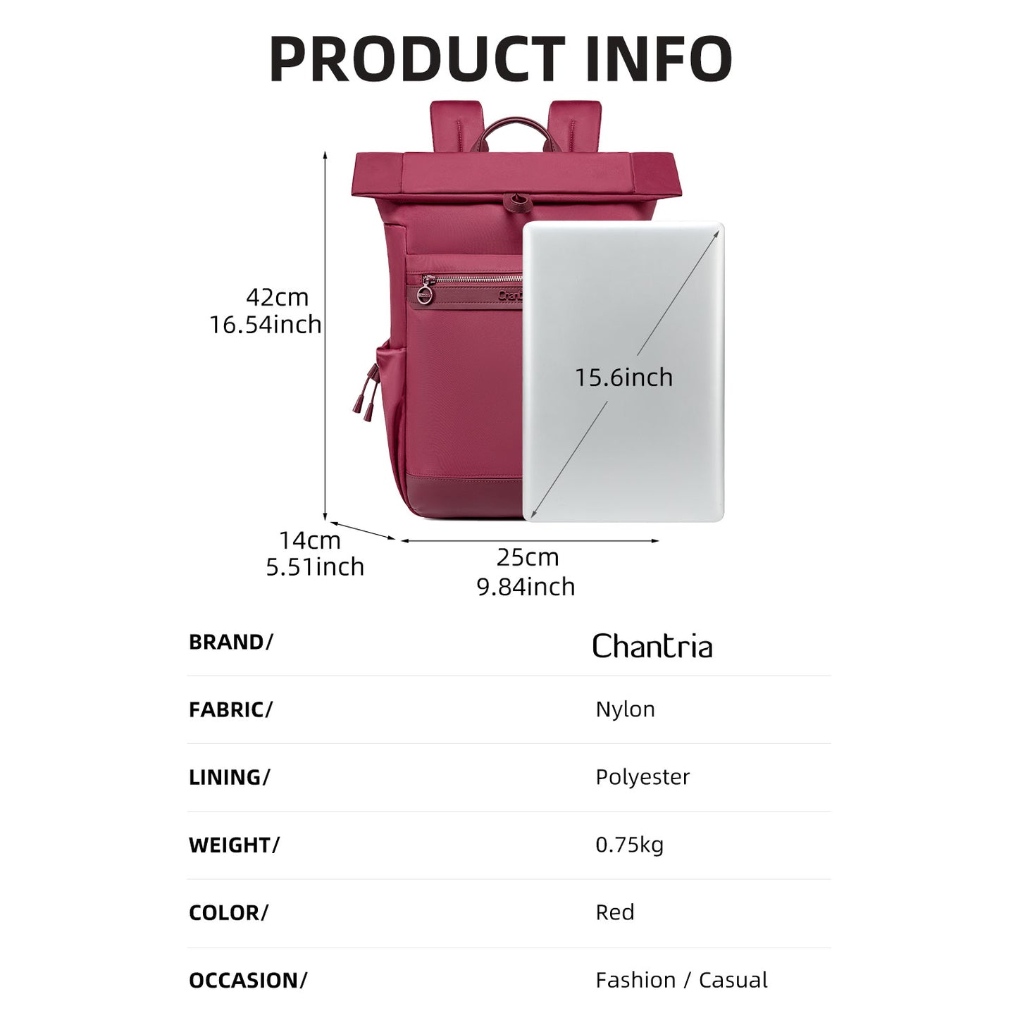 CB00950 Compact Backpack Red