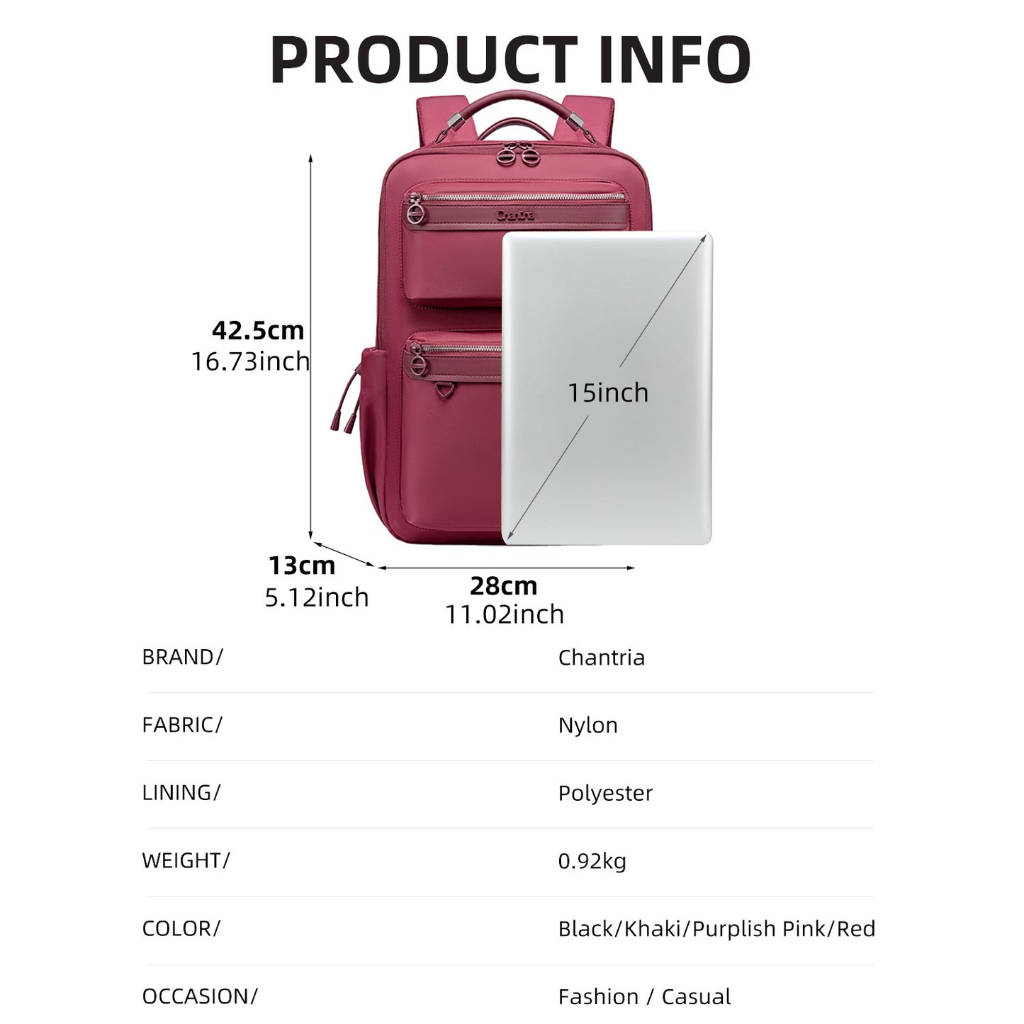 CB00986 Compact Backpack Red