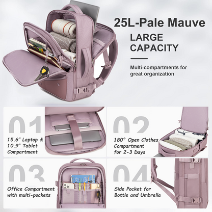 CB00641 Travel Backpack Pale Mauve