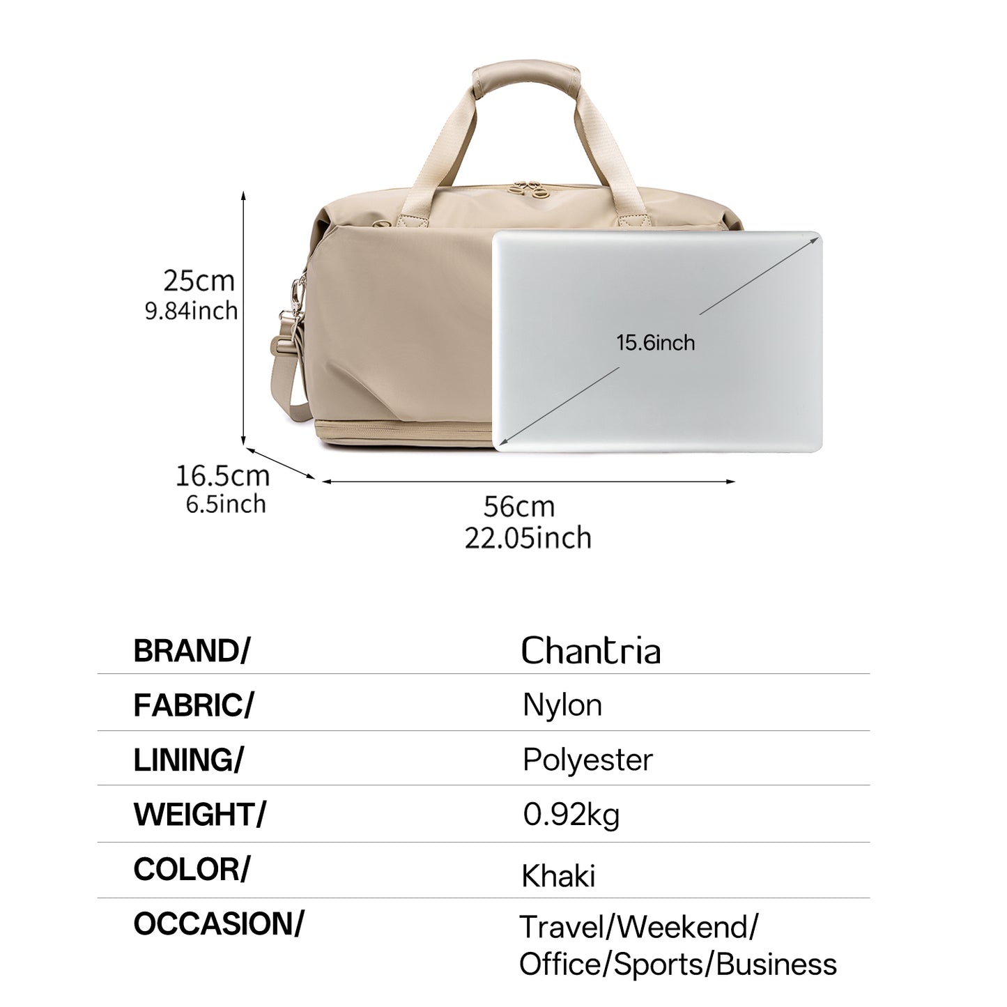 CLXB00978 Travel Duffle Bag Khaki