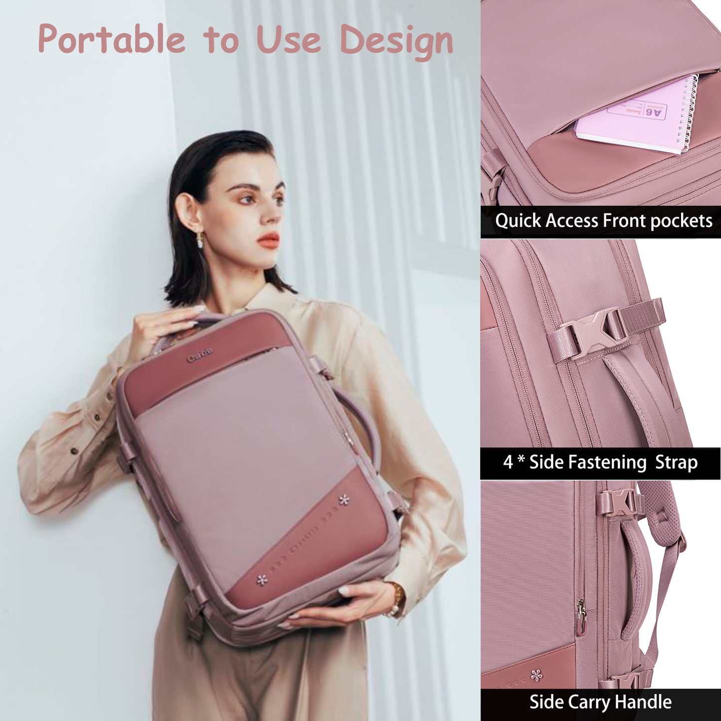 CB00641 Travel Backpack Pale Mauve