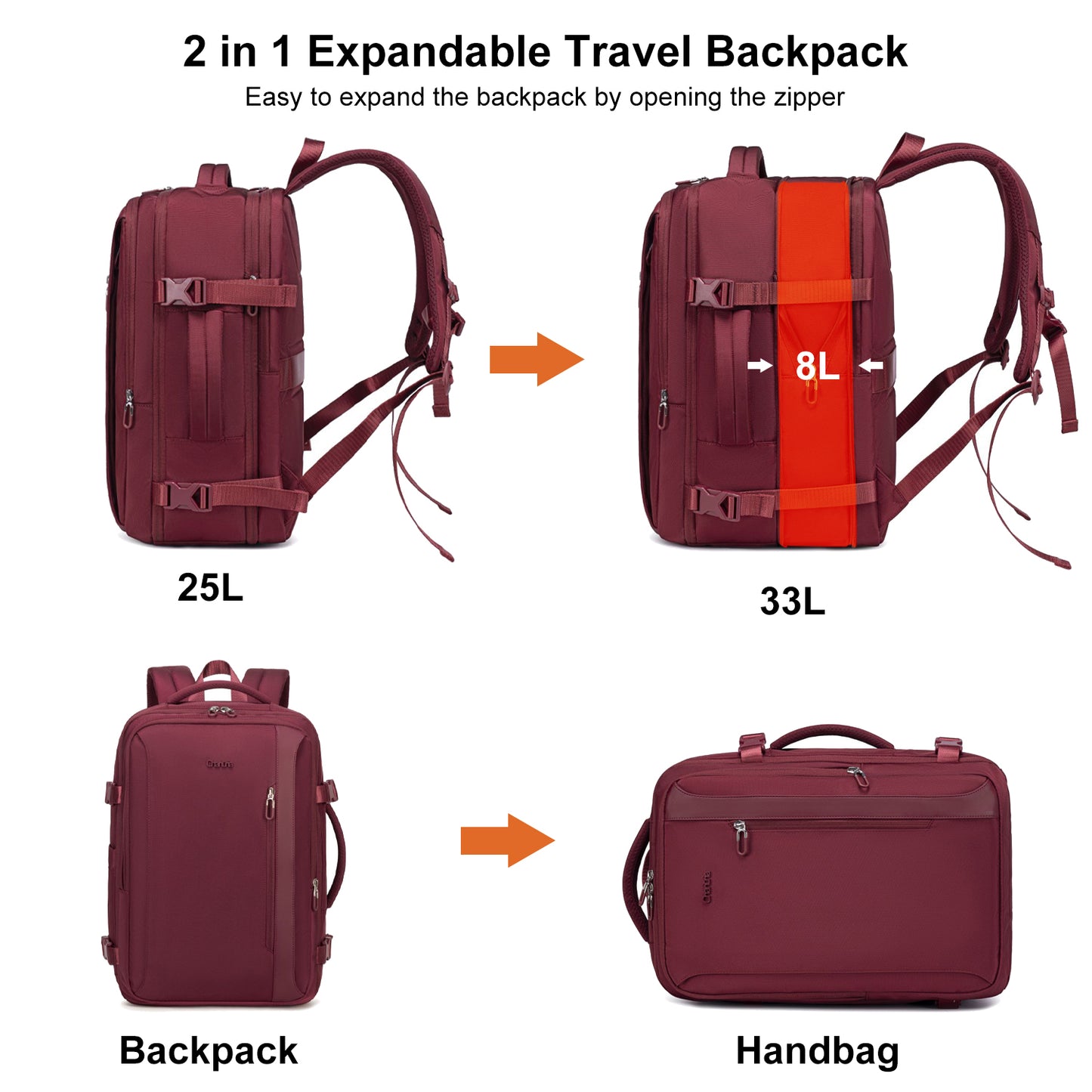 CB00617 Travel Backpack Red