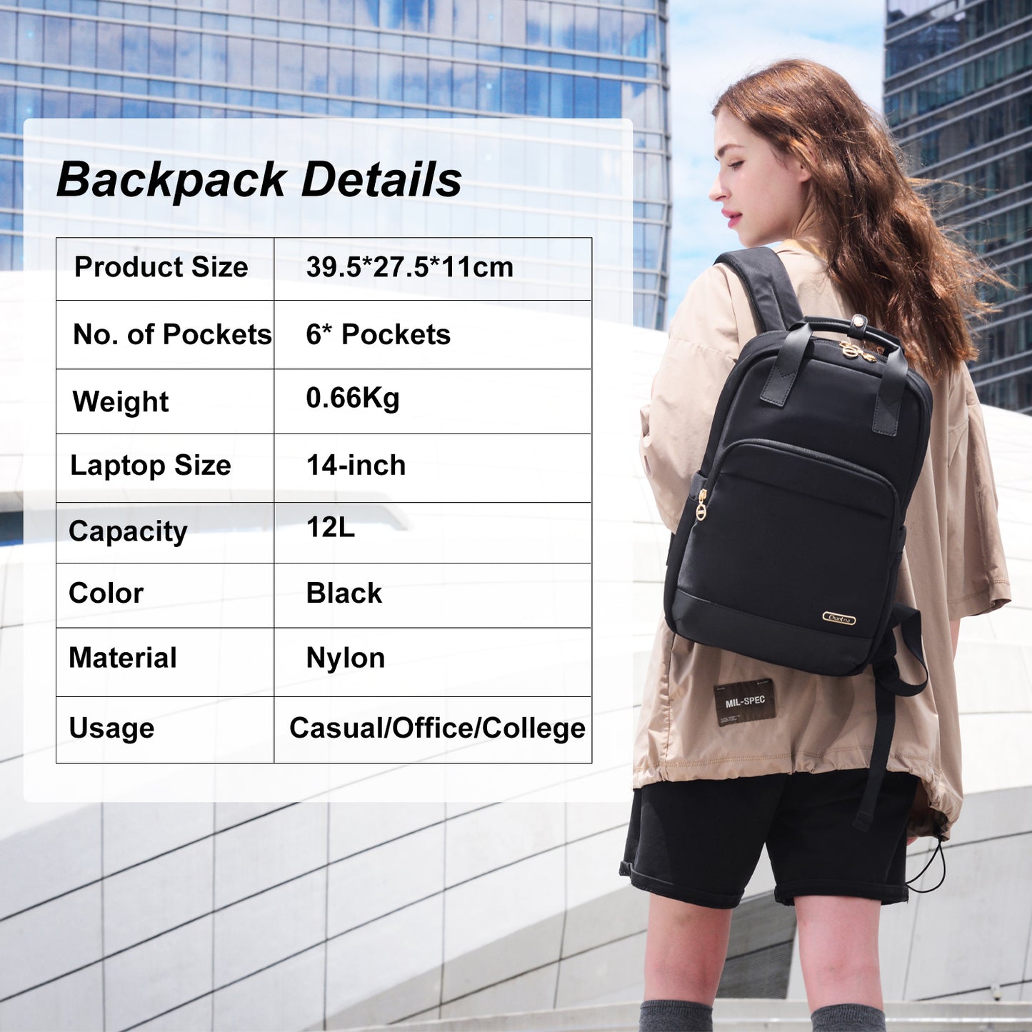 CB00762 Casual Backpack Black