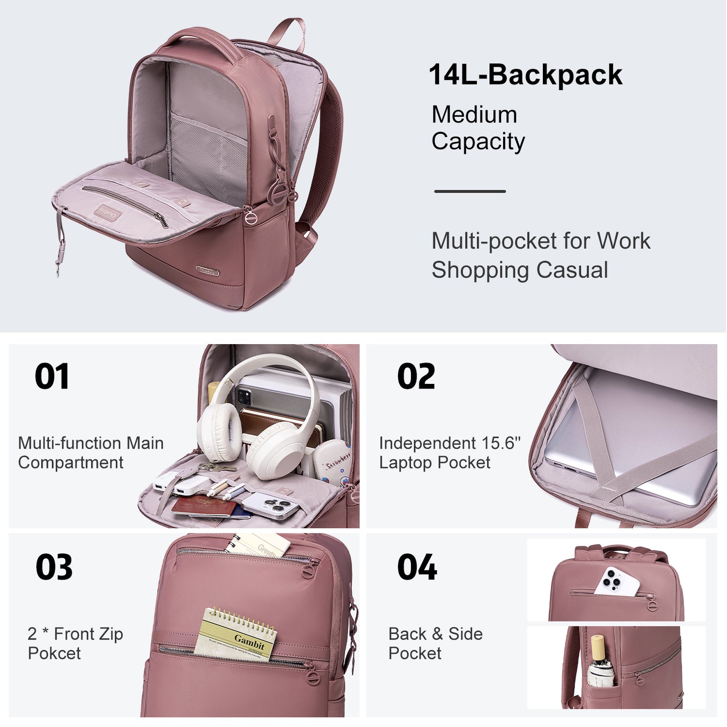 CB00766 Casual Backpack Black