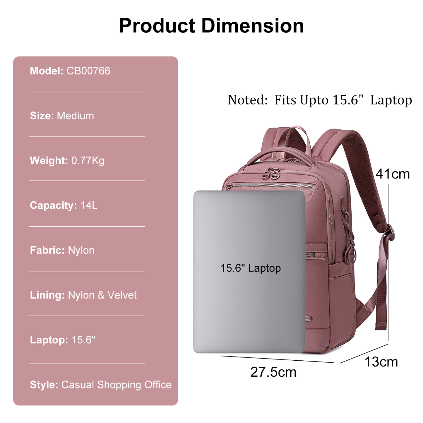 CB00766 Casual Backpack Nostalgia Rose