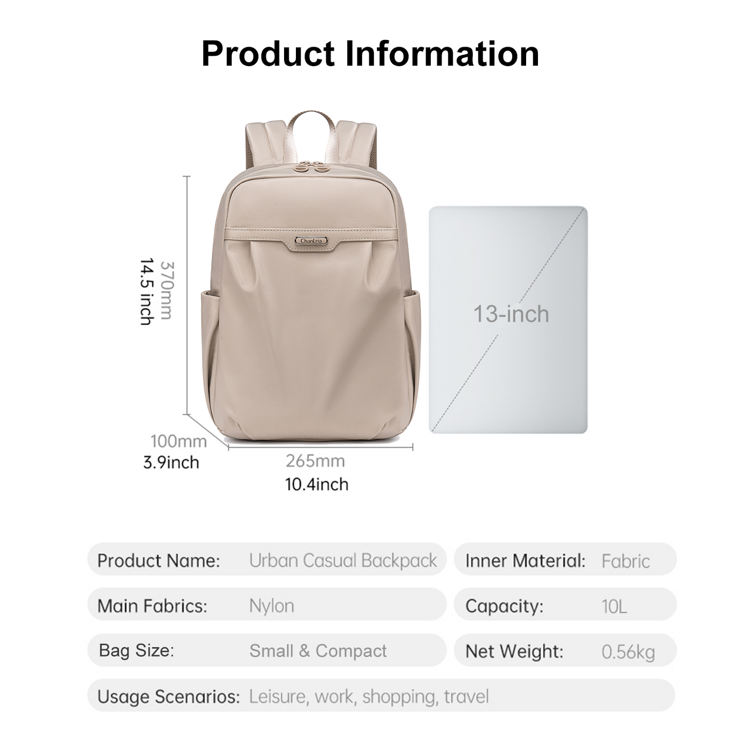 CB00769 Compact Backpack Khaki