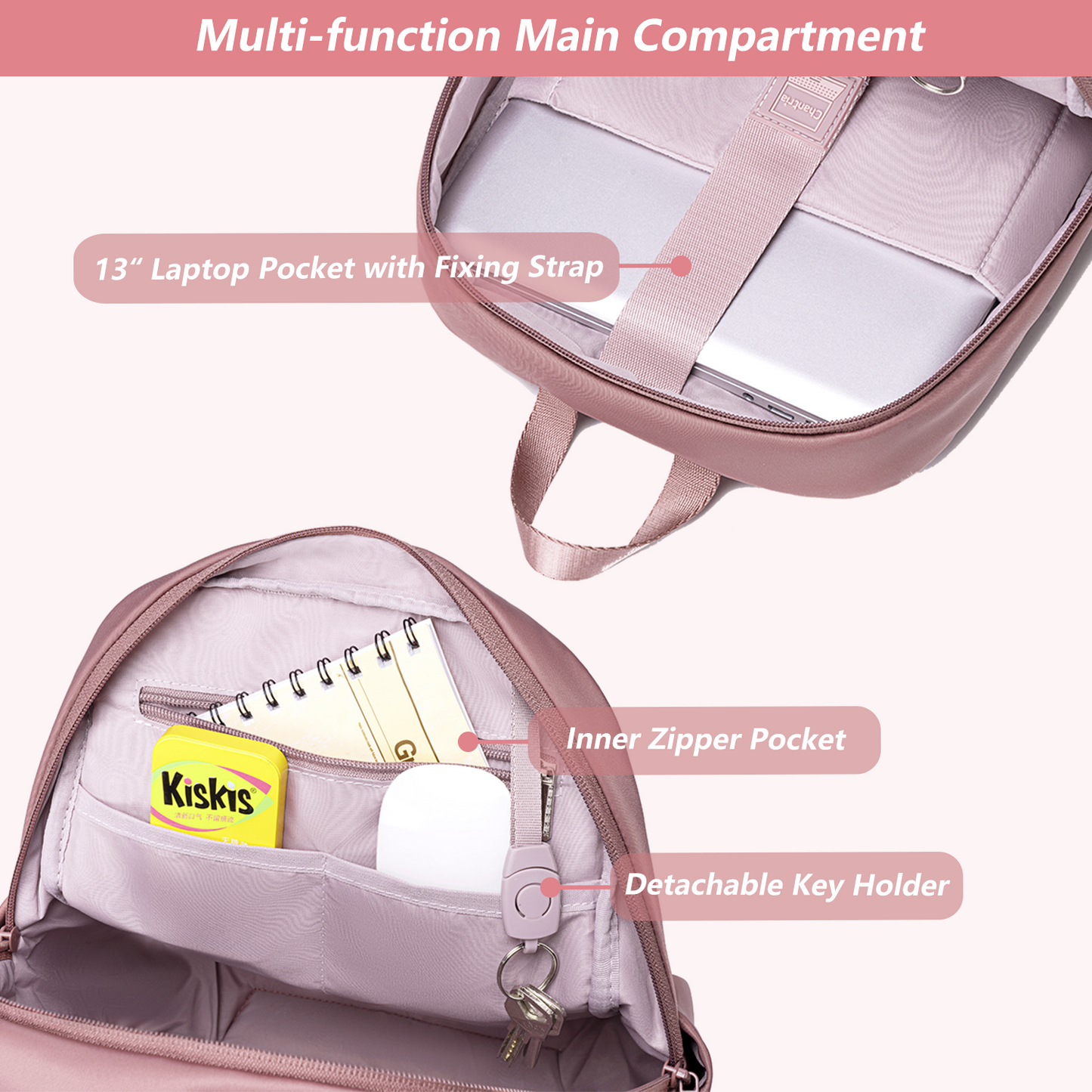 CB00769 Compact Backpack Pink