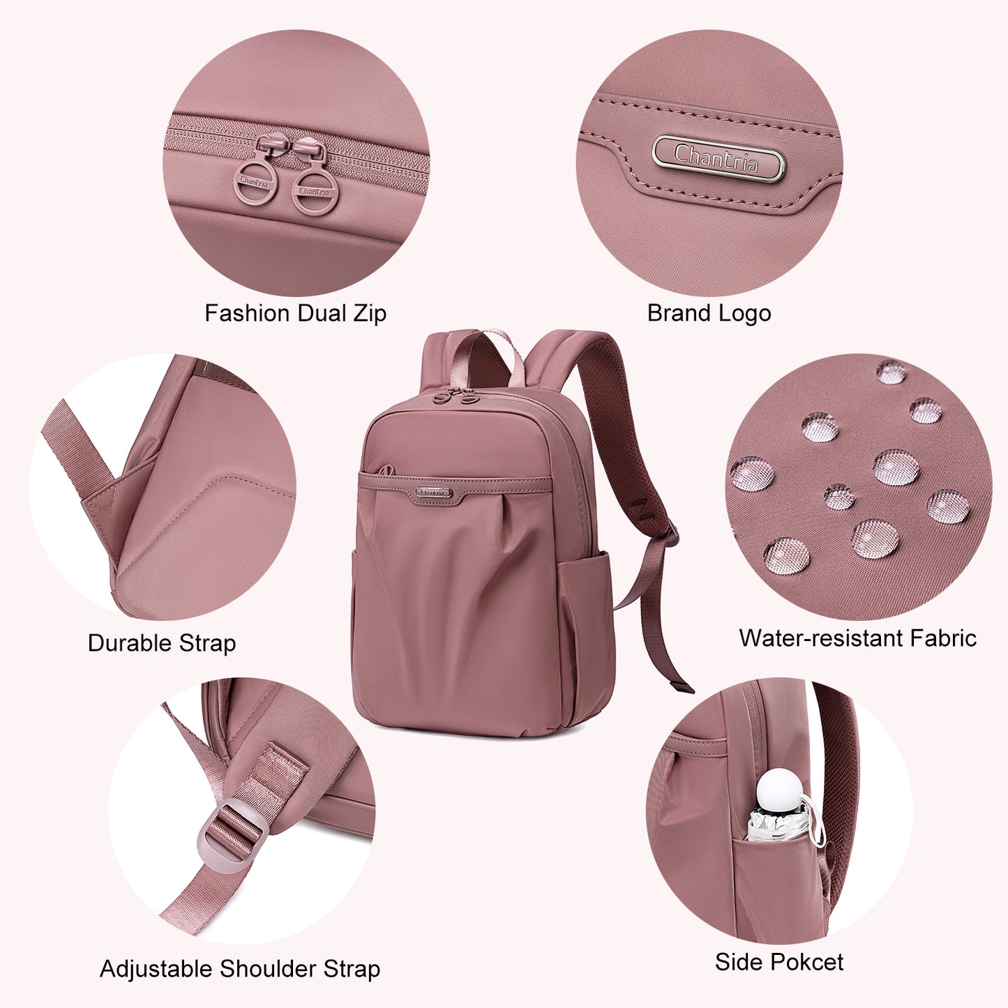 CB00769 Compact Backpack Nostalgia Rose