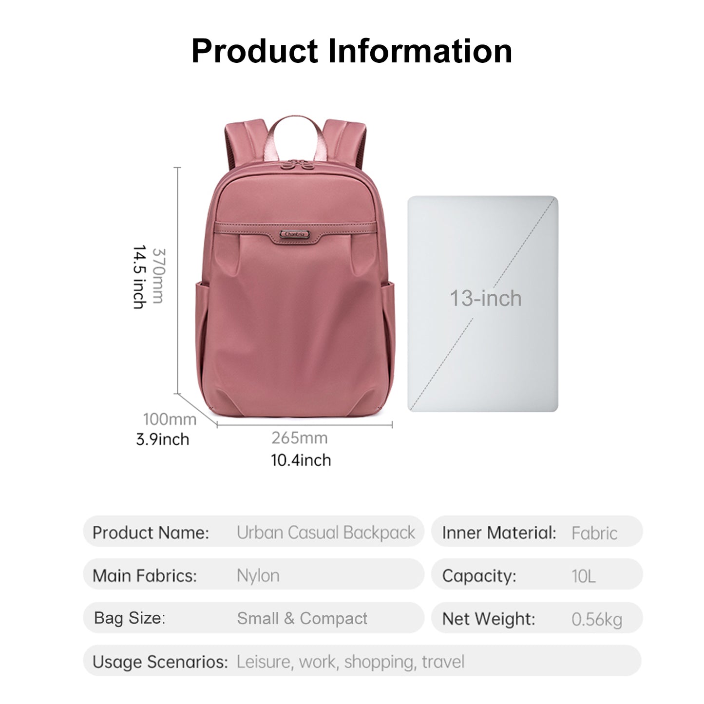 CB00769 Compact Backpack Nostalgia Rose