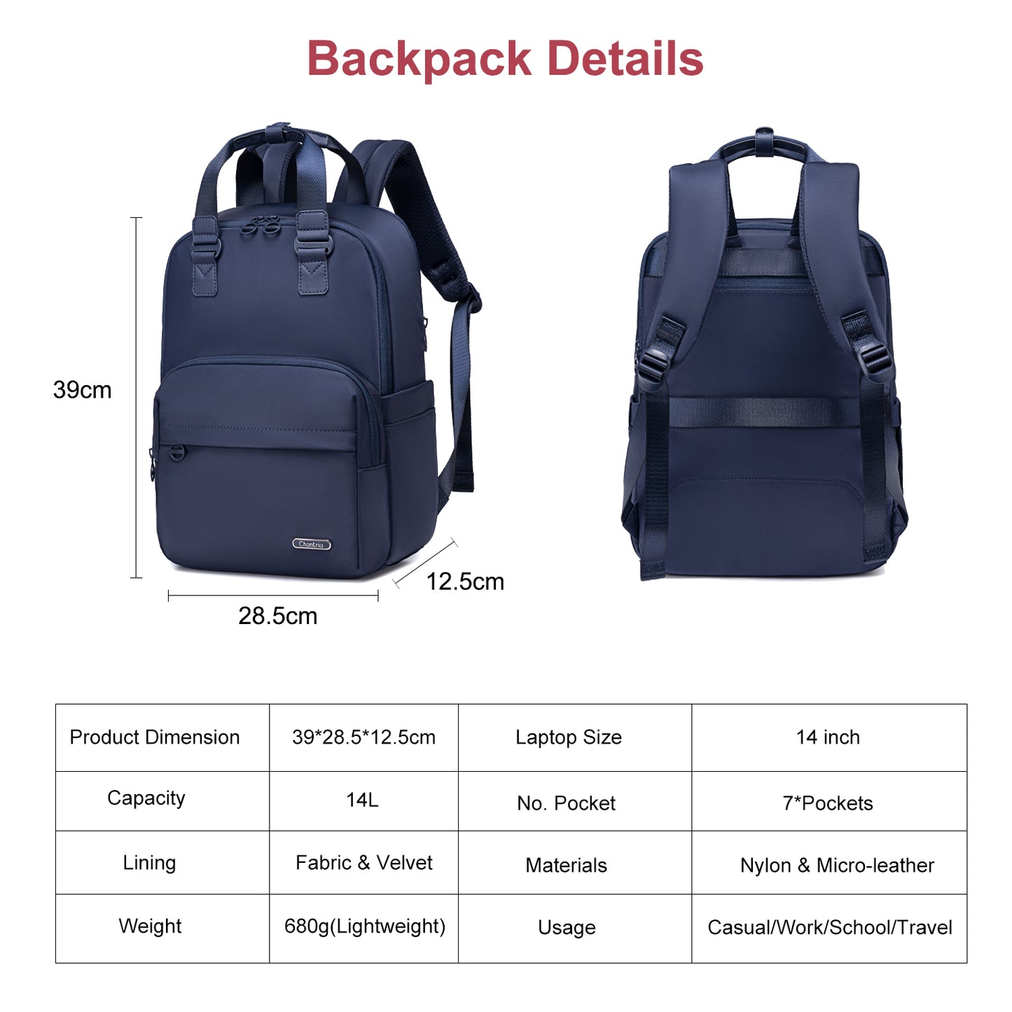 CB00778 Casual Backpack Blue