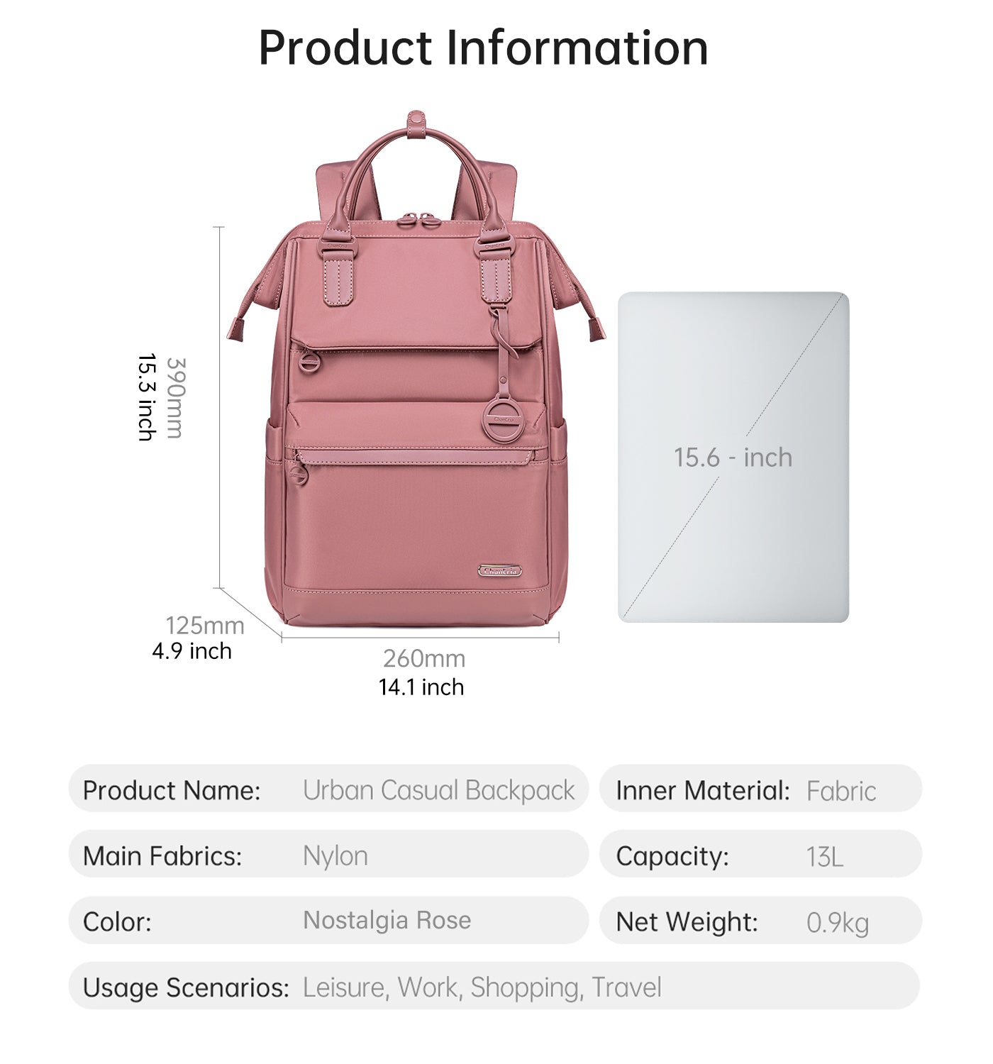 CB00788 Casual Backpack Nostalgia Rose