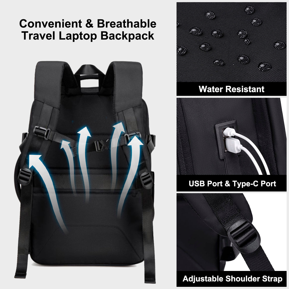 CB00617 Travel Backpack Black